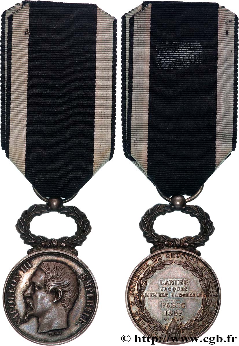 SECONDO IMPERO FRANCESE Médaille d’honneur, Société de Secours Mutuels SPL