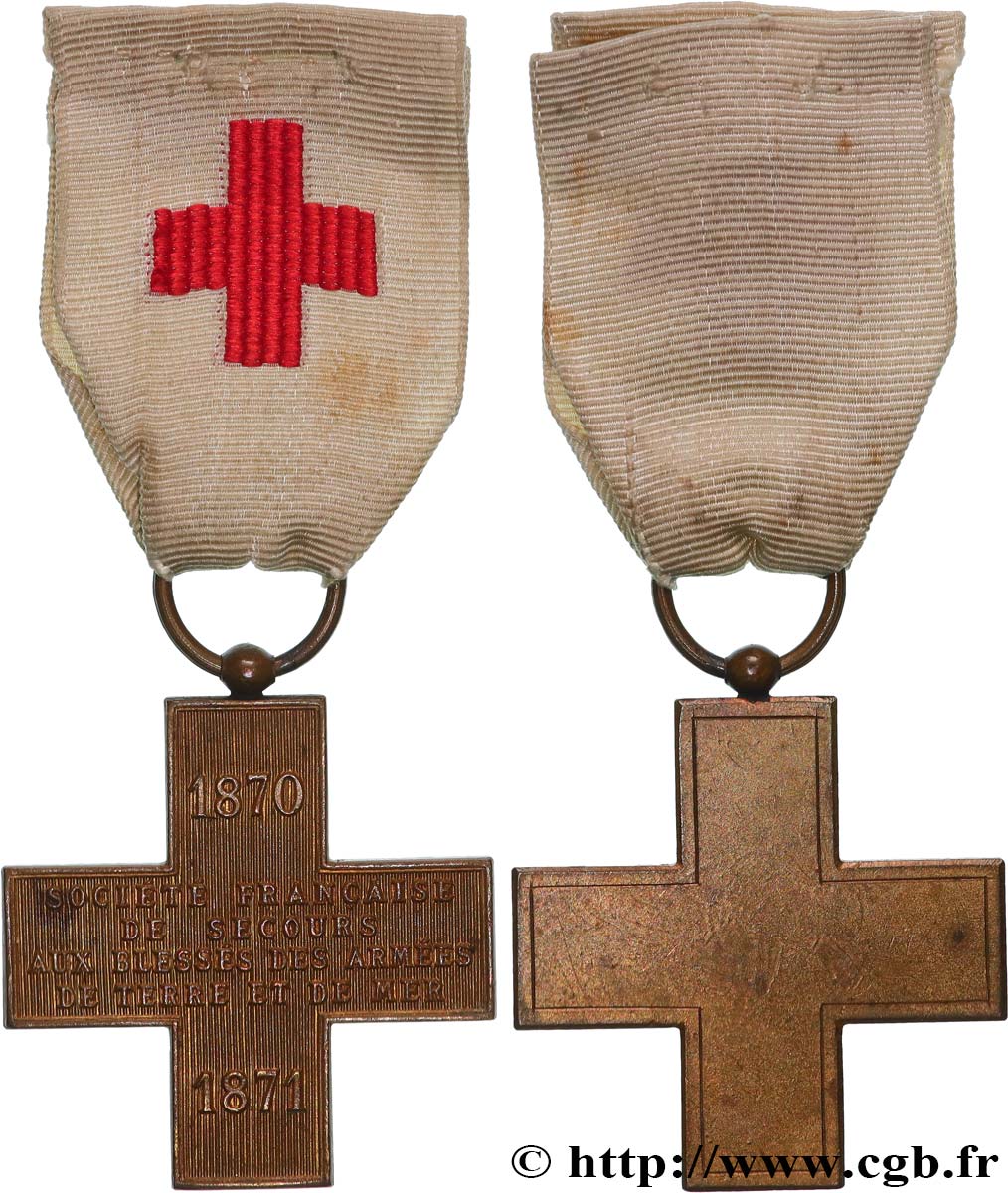 TROISIÈME RÉPUBLIQUE Médaille, Société française de secours aux blessés des armées de terre et de mer TTB