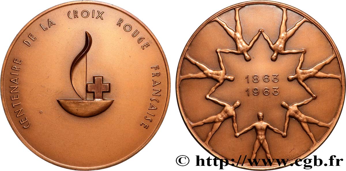 MÉDECINE - SOCIÉTÉS MÉDICALES - MÉDECINS/CHIRURGIENS - ASSISTANCE PUBLIQUE Médaille, Centenaire de la croix rouge française TTB+