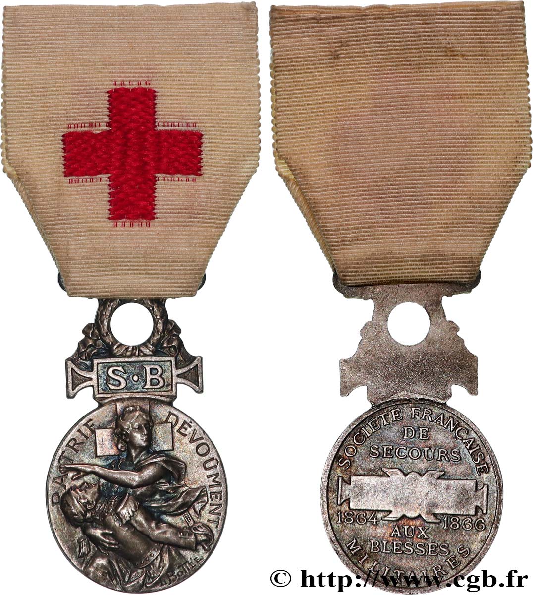 SECOND EMPIRE Médaille, Société française de secours aux blessés militaires AU