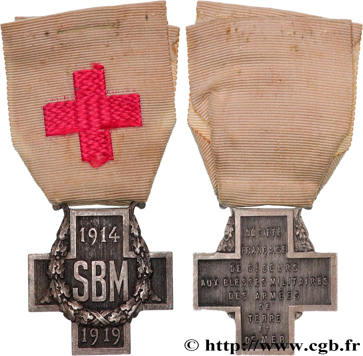 TERCERA REPUBLICA FRANCESA Médaille, Société française de secours aux Blessés Militaires des armées de terre et de mer MBC