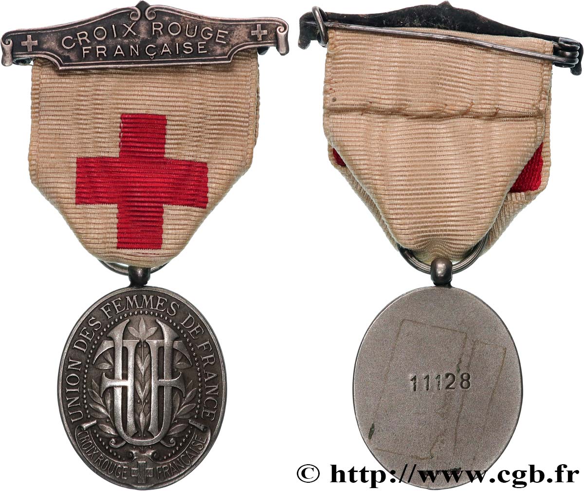 TROISIÈME RÉPUBLIQUE Médaille, Union des Femmes de France, Croix Rouge TTB