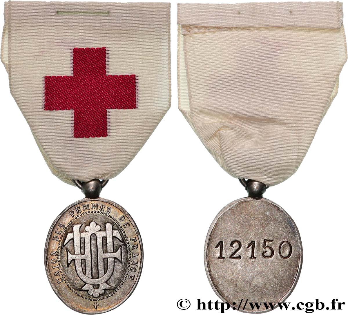 III REPUBLIC Médaille, Union des Femmes de France, Croix Rouge AU