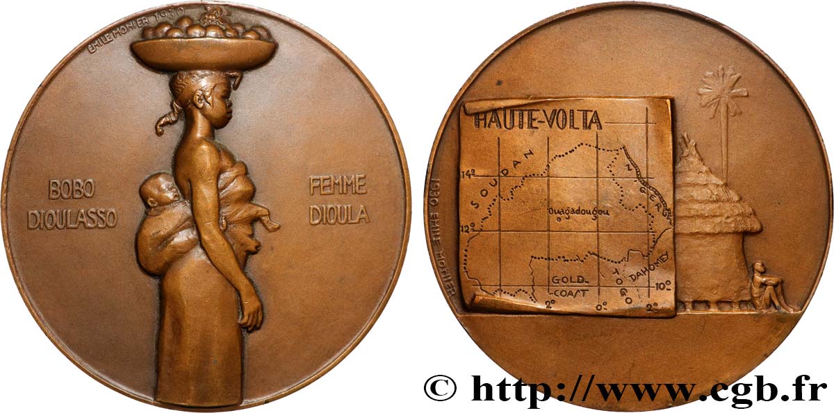 TROISIÈME RÉPUBLIQUE Médaille, Bobo Dioulasso, femme Dioula TTB+