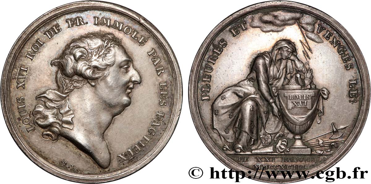 LOUIS XVI Médaille dénonçant la mort du roi le 21 janvier 1793 MBC/MBC+