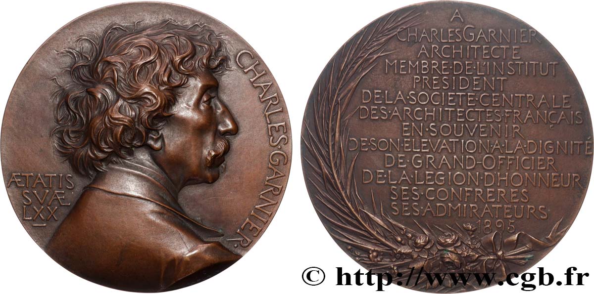 III REPUBLIC Médaille, Charles Garnier AU