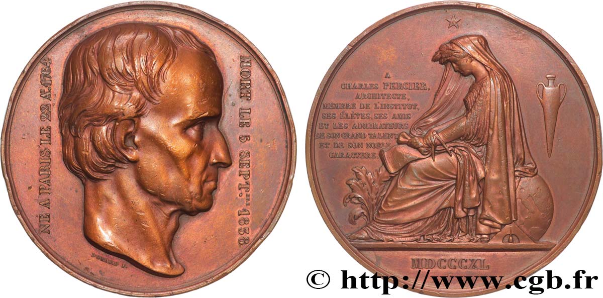 LOUIS-PHILIPPE Ier Médaille, Charles Percier TTB