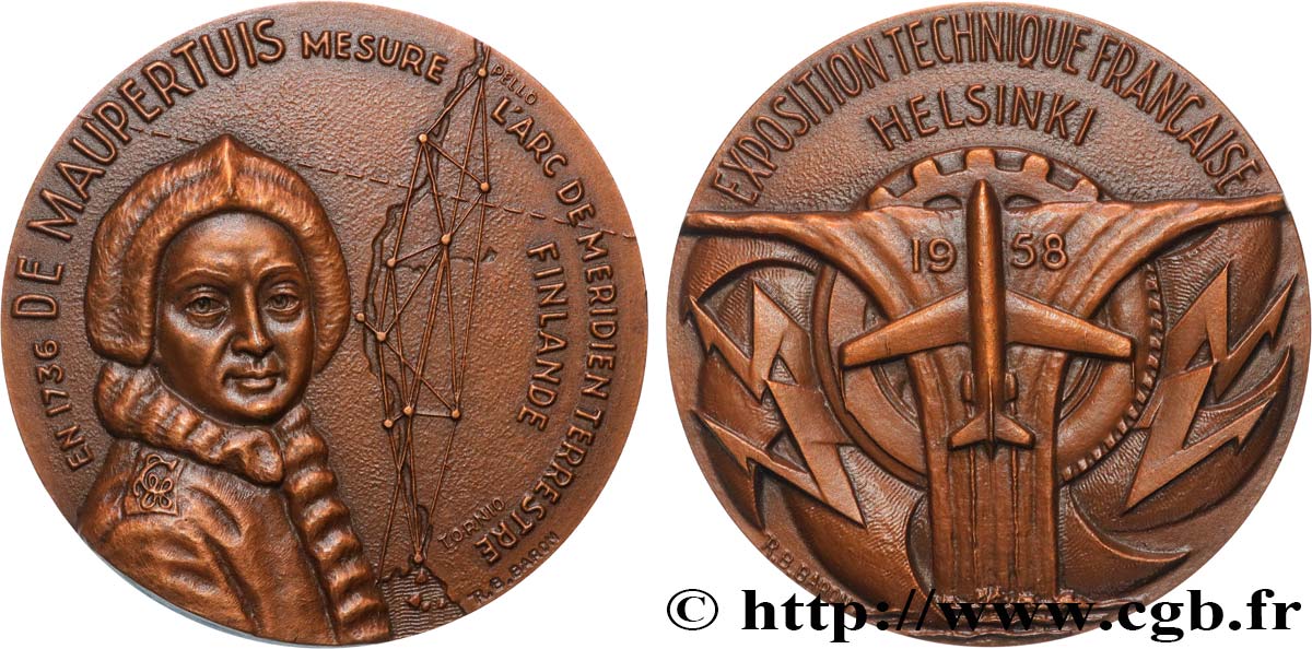 CUARTA REPUBLICA FRANCESA Médaille, Pierre Louis Moreau de Maupertuis, Exposition technique EBC