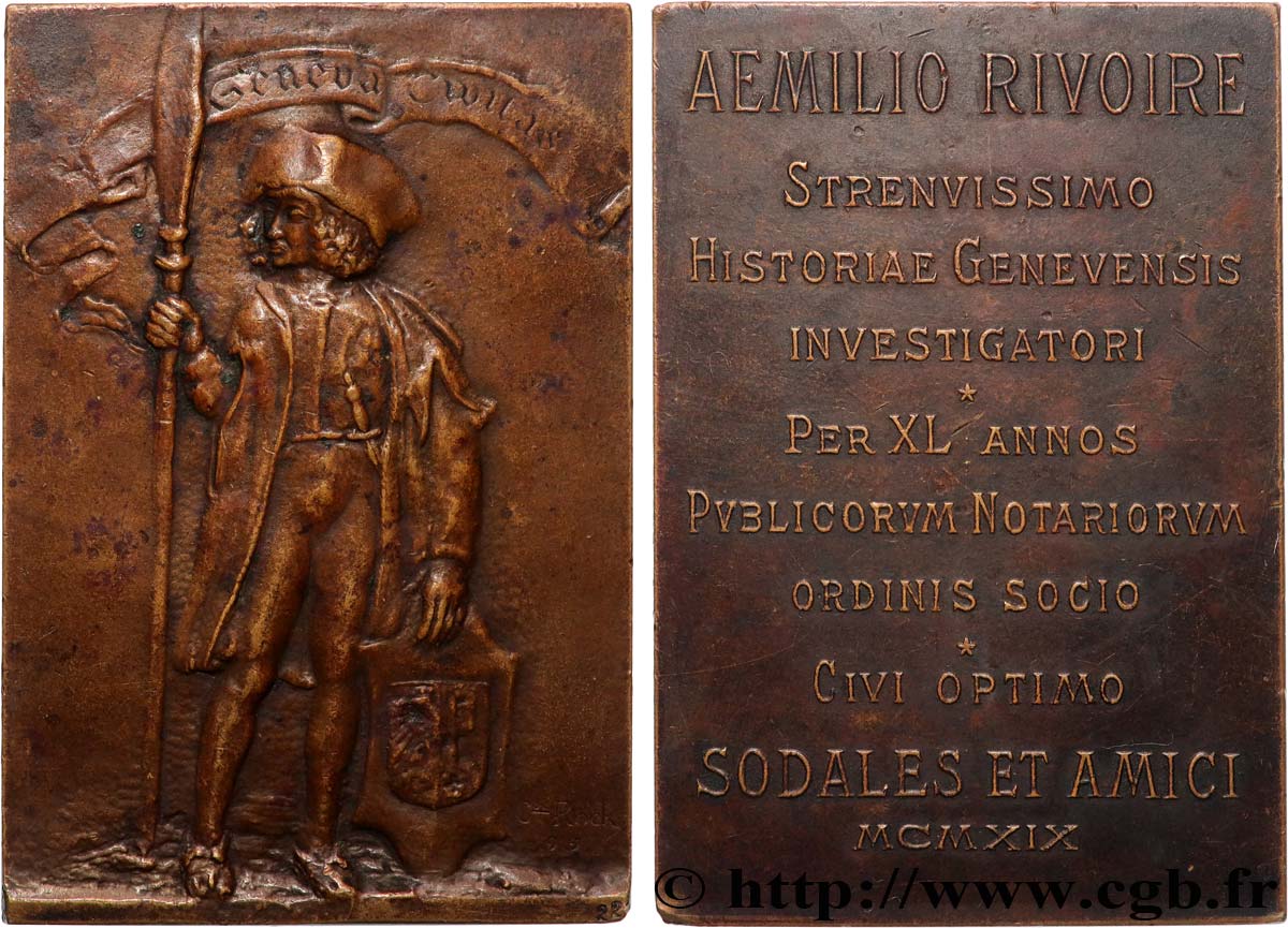 SWITZERLAND Plaquette, Emile Rivoire AU