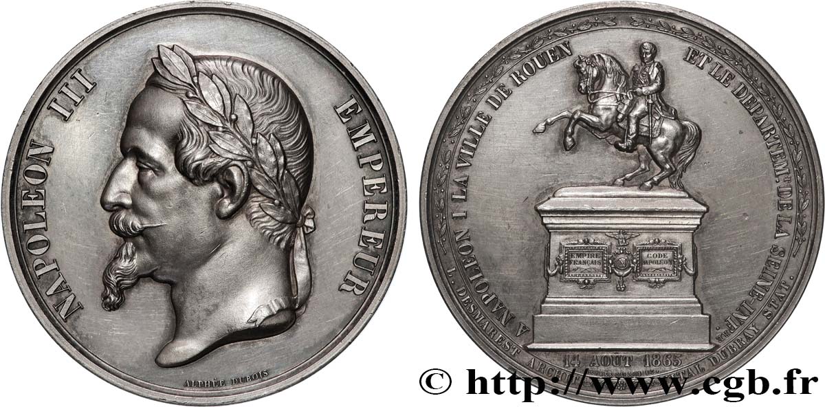 ZWEITES KAISERREICH Médaille, Érection de la statue équestre de Napoléon Ier VZ/fVZ