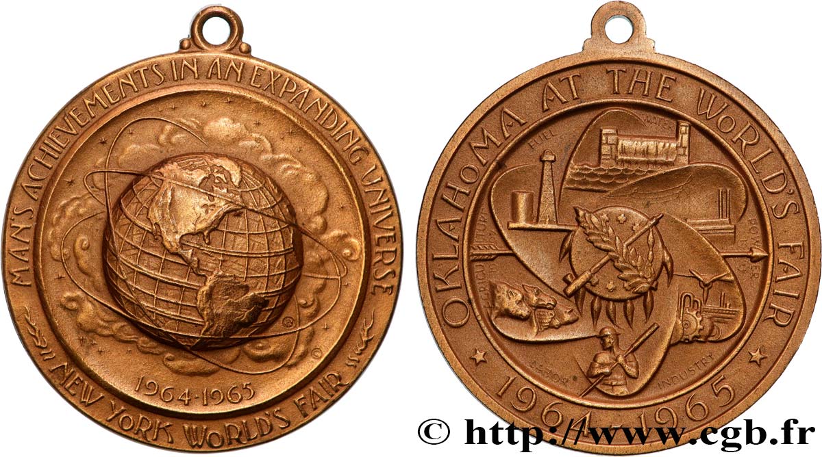 UNITED STATES OF AMERICA Médaille, Exposition universelle de New-York, Oklahoma à l’honneur AU