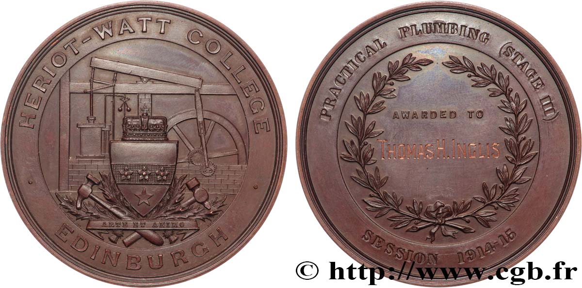 SCOTLAND Médaille de récompense, Heriot-Watt College AU