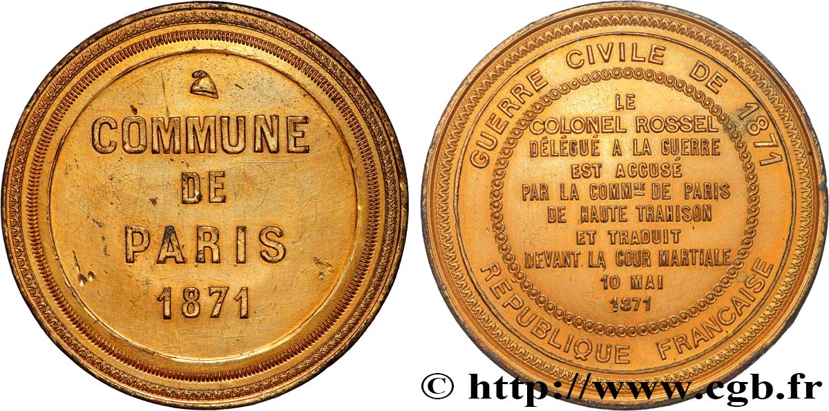 THE COMMUNE Médaille, Commune de Paris, Colonel Rossel BB/q.SPL