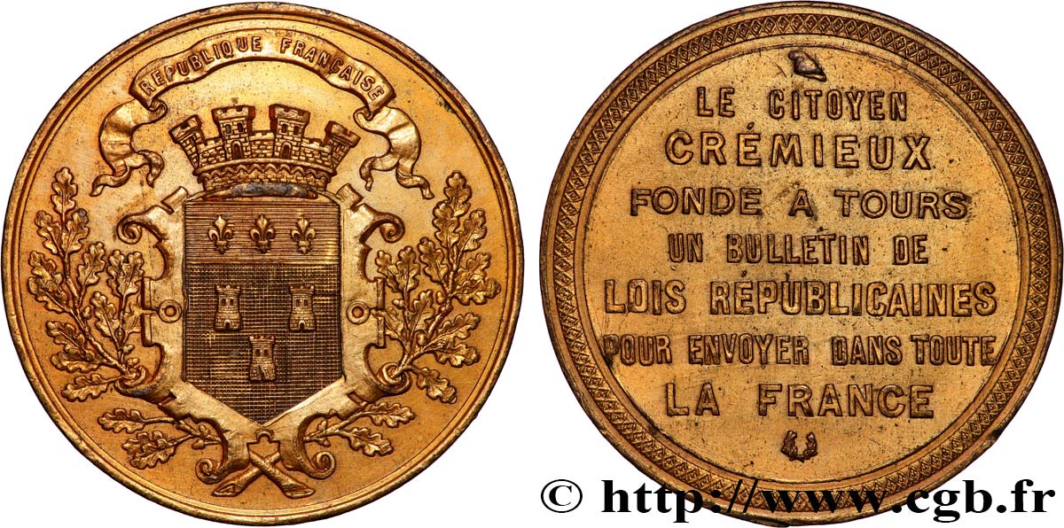 III REPUBLIC Médaille, Fondation du bulletin de lois républicaines XF