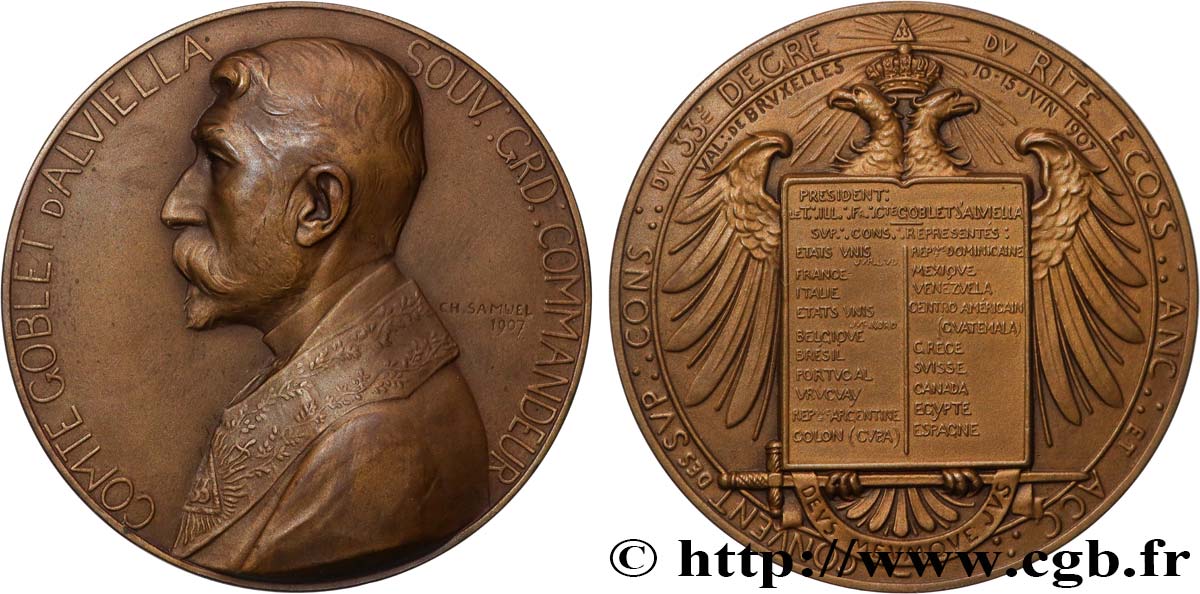 BELGIQUE - ROYAUME DE BELGIQUE - LÉOPOLD II Médaille, Comte Goblet d’Alviella AU