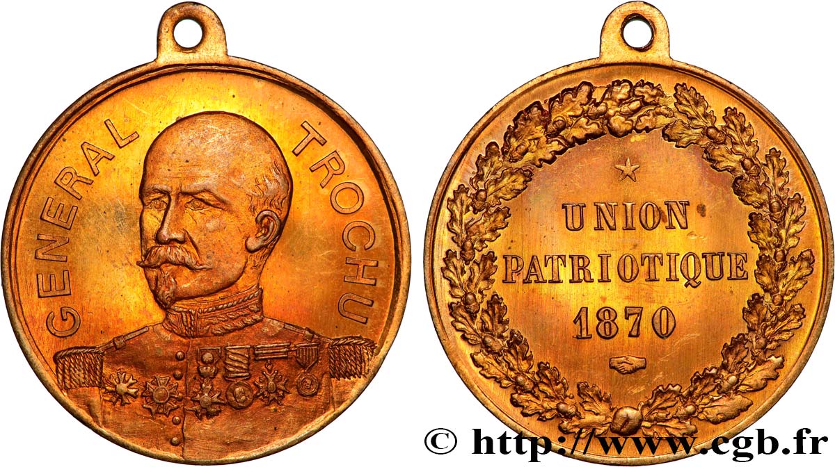 GUERRE DE 1870-1871 Médaille, Général Trochu, Union patriotique EBC