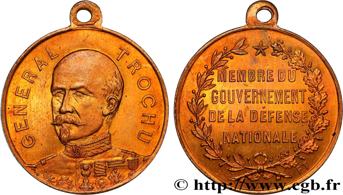 GUERRE DE 1870-1871 Médaille, Général Trochu, Membre du Gouvernement de la défense nationale VZ