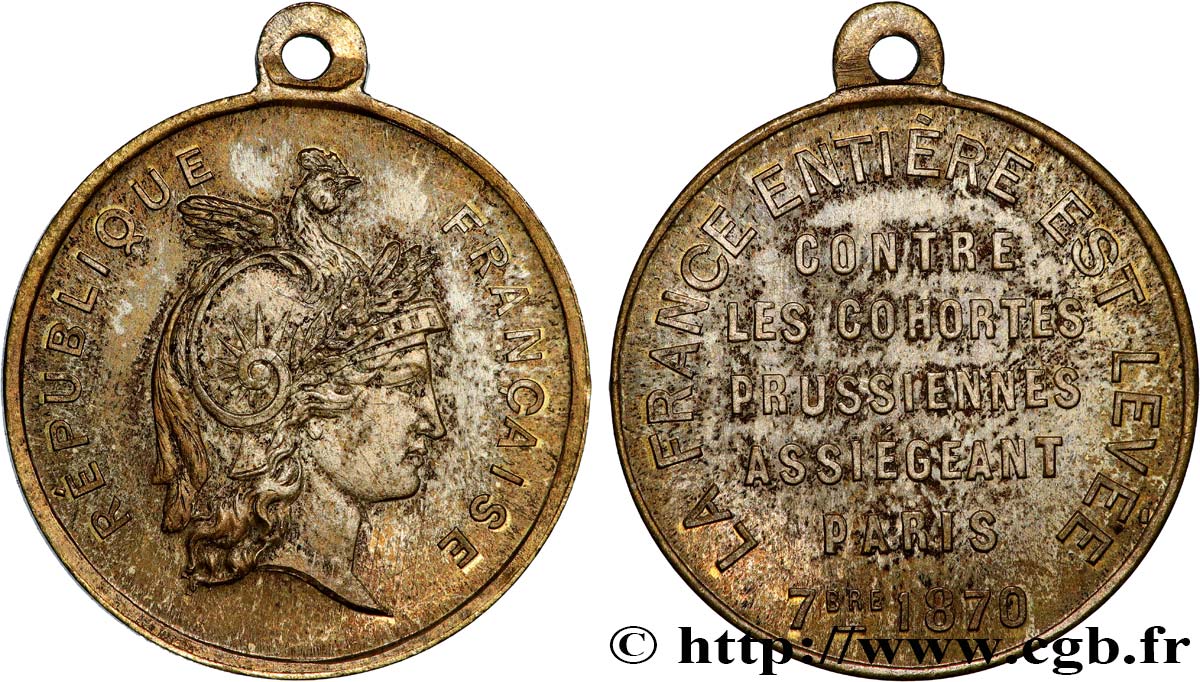 III REPUBLIC Médaillette, Contre les cohortes prussiennes AU