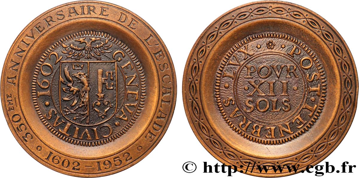 SUISSE Médaille, 350e anniversaire de l’Escalade TTB+