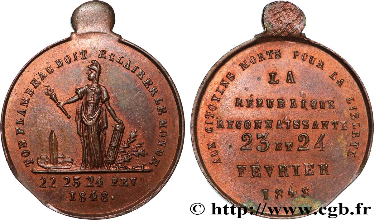 DEUXIÈME RÉPUBLIQUE Médaille en mémoire des évènements de 1848 TTB+