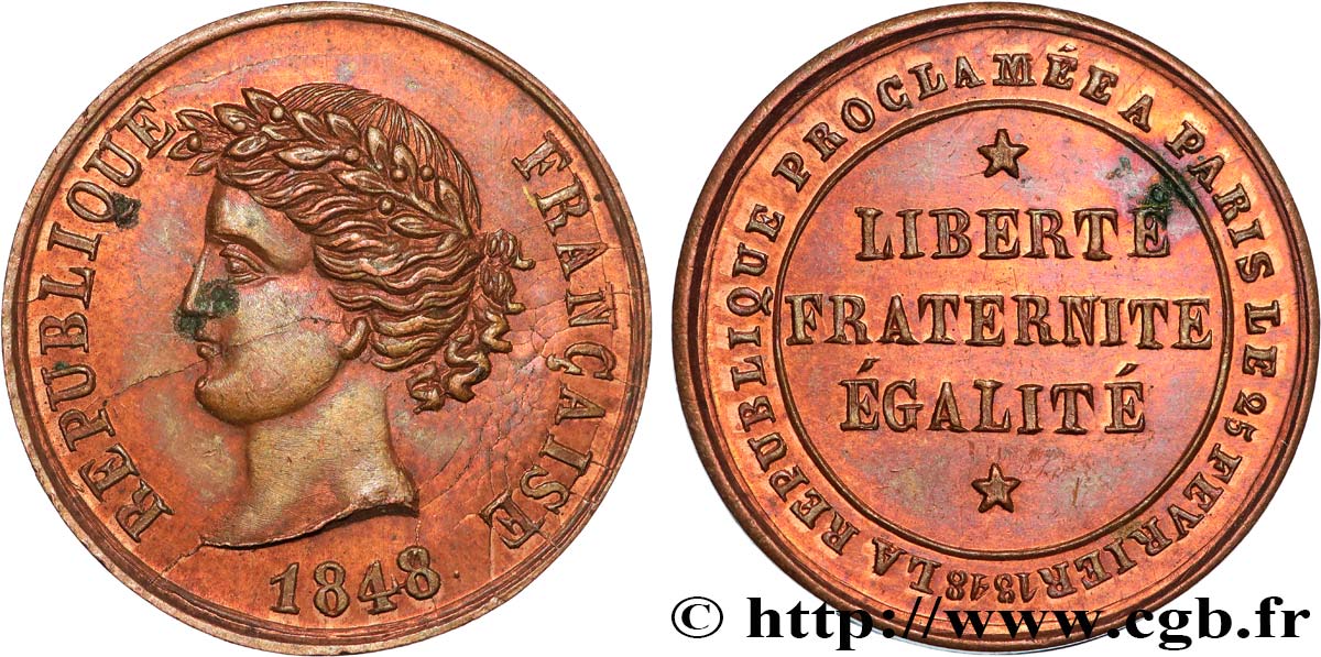 DEUXIÈME RÉPUBLIQUE Médaille, Proclamation de la République TTB+