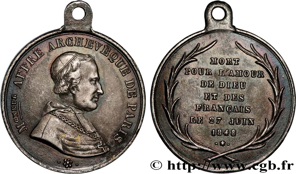 DEUXIÈME RÉPUBLIQUE Médaille, Monseigneur Affre, mort martyr SS