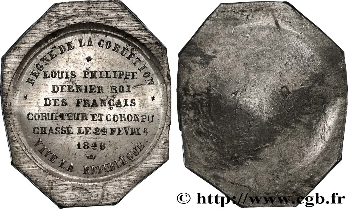 DEUXIÈME RÉPUBLIQUE Médaille, Corruption de Louis-Philippe VZ