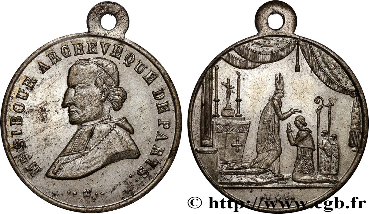 SECOND REPUBLIC Médaille, Monseigneur Sibour, archevêque de Paris AU