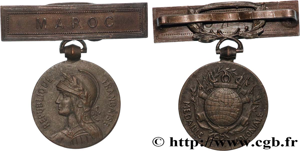 III REPUBLIC Médaille coloniale, MAROC XF