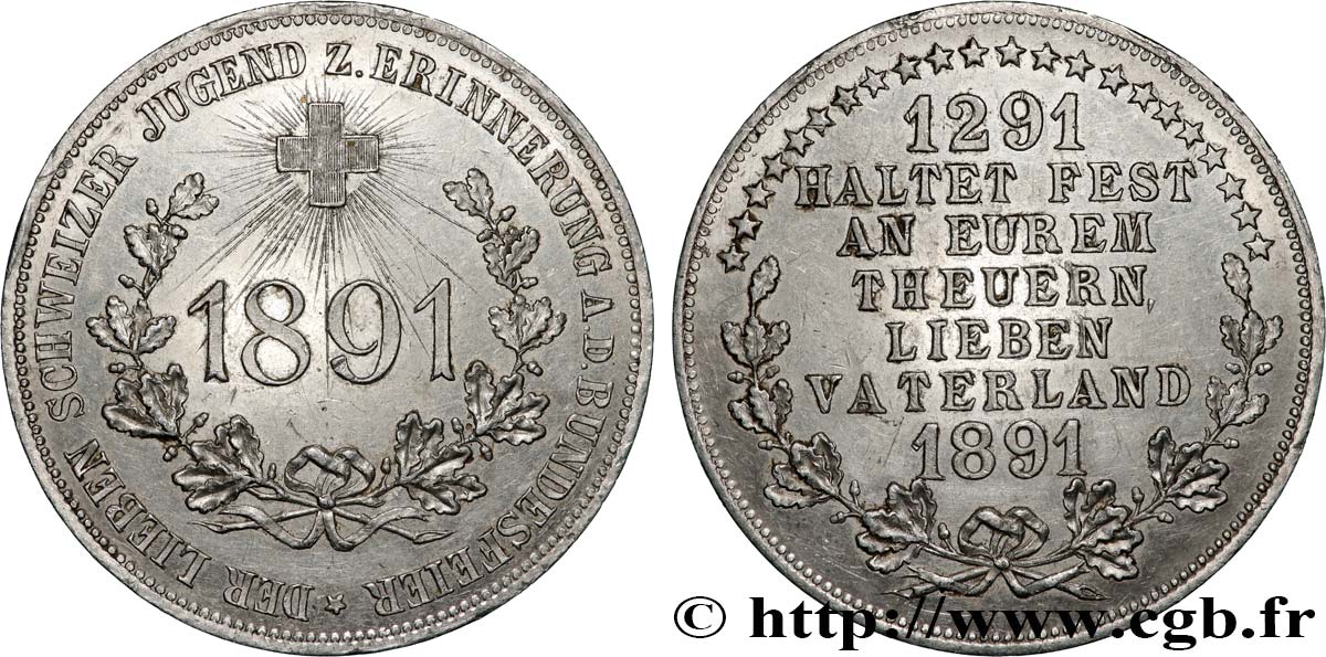 SWITZERLAND - HELVETIC CONFEDERATION Médaille, 600e anniversaire du Pacte fédéral XF