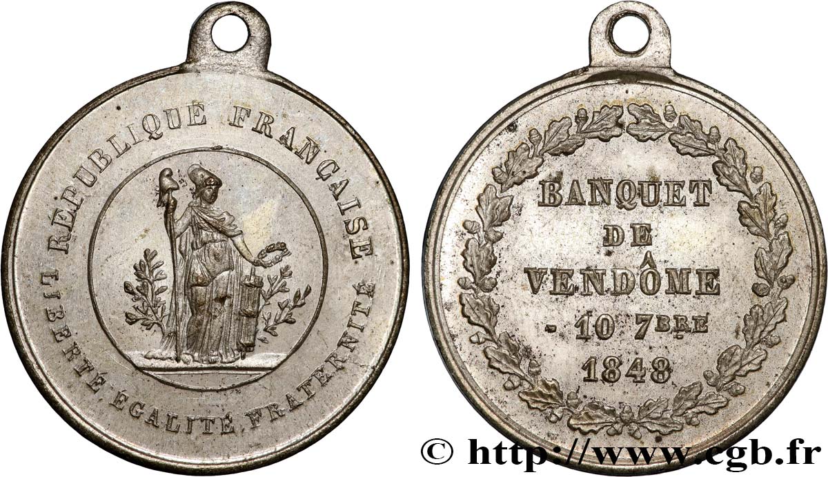 DEUXIÈME RÉPUBLIQUE Médaille, Banquet de Vendôme q.SPL