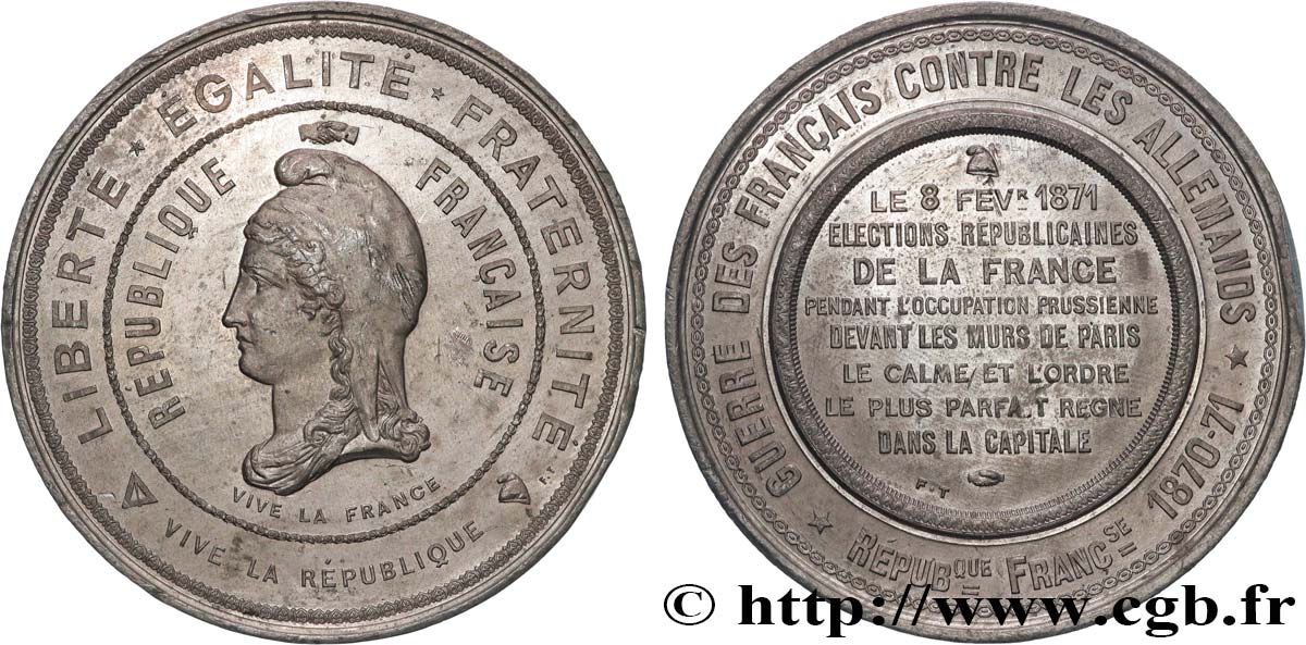 GUERRE DE 1870-1871 Médaille, Élections républicaines pendant l’occupation prussienne AU