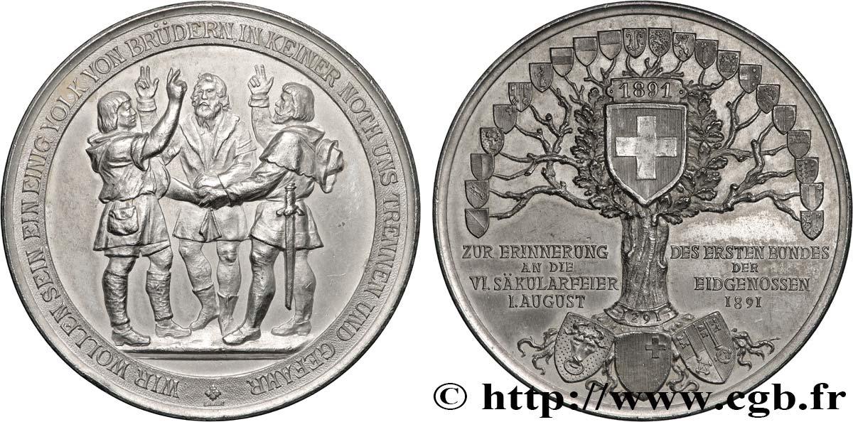 SVIZZERA  Médaille, Souvenir de la première fédération des parties fédérales q.SPL