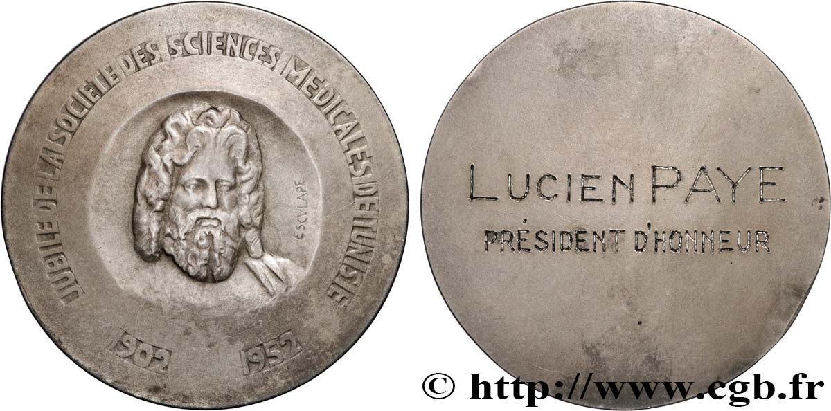 TUNISIA - PROTETTORATO FRANCESE - LAMINE BEY Médaille, Jubilé de la Société des Sciences médicales de Tunisie BB