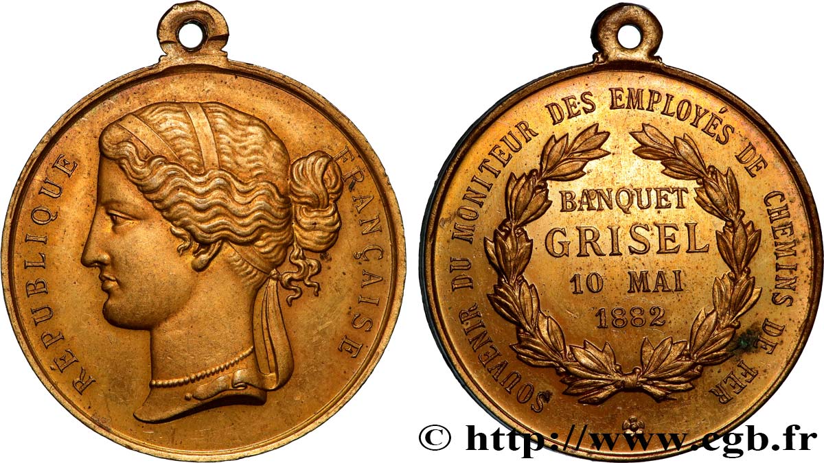 III REPUBLIC Médaille,  Souvenir du Banquet Grisel AU