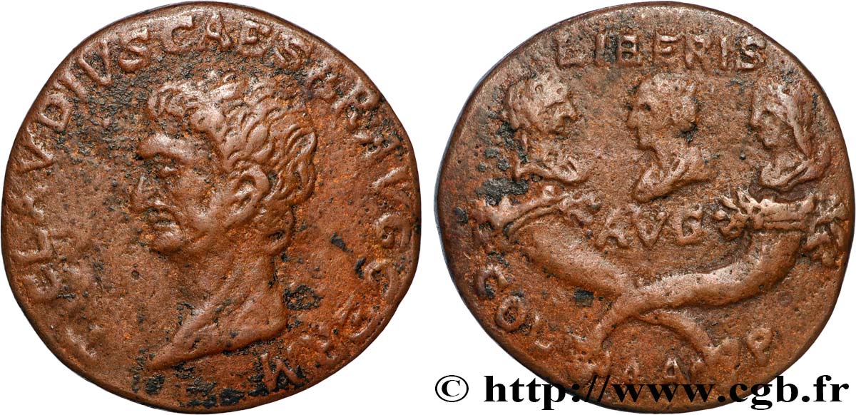 CLAUDIUS and MESSALINA, BRITANNICUS and OCTAVIA Médaille, Moyen Bronze, Copie type Renaissance VF