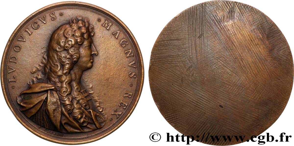 LOUIS XIV  THE SUN KING  Médaille, Louis XIV, refrappe uniface MBC