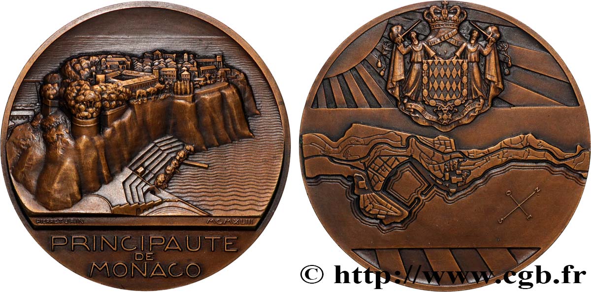 MONACO - PRINCIPAUTÉ DE MONACO - LOUIS II Médaille, Le Rocher TTB+