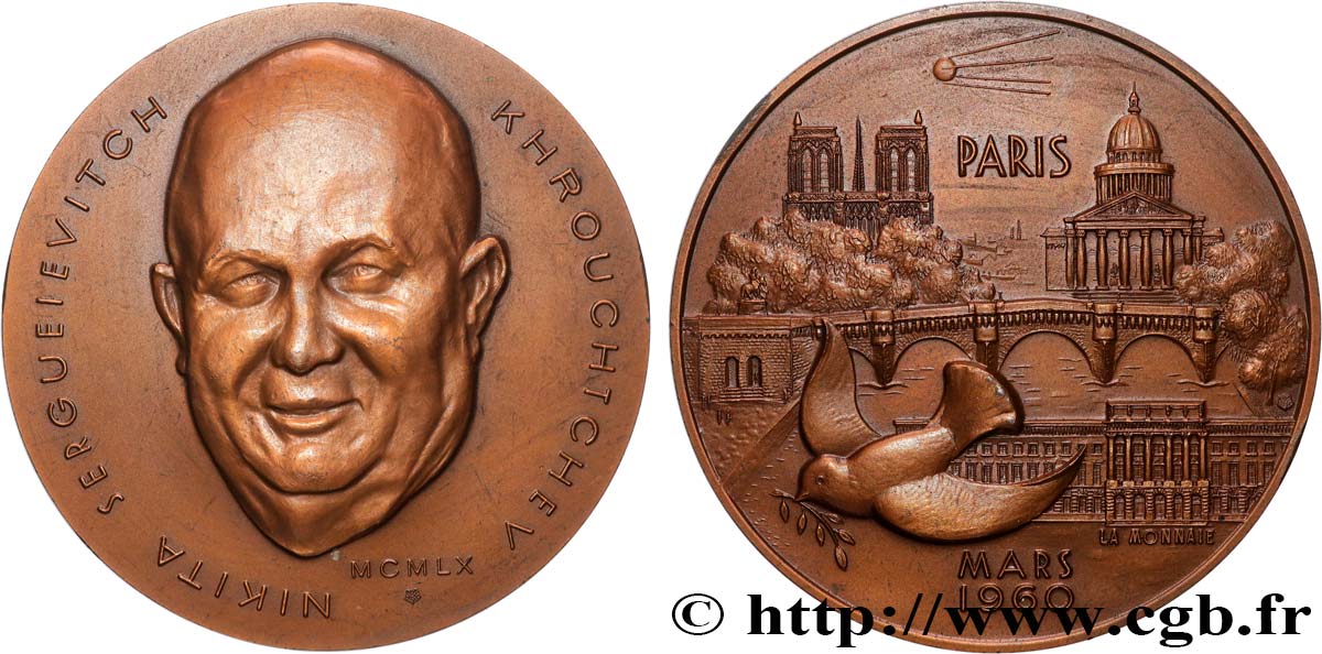 CINQUIÈME RÉPUBLIQUE Médaille, Nikita Sergueïevitch Khrouchtchev TTB+