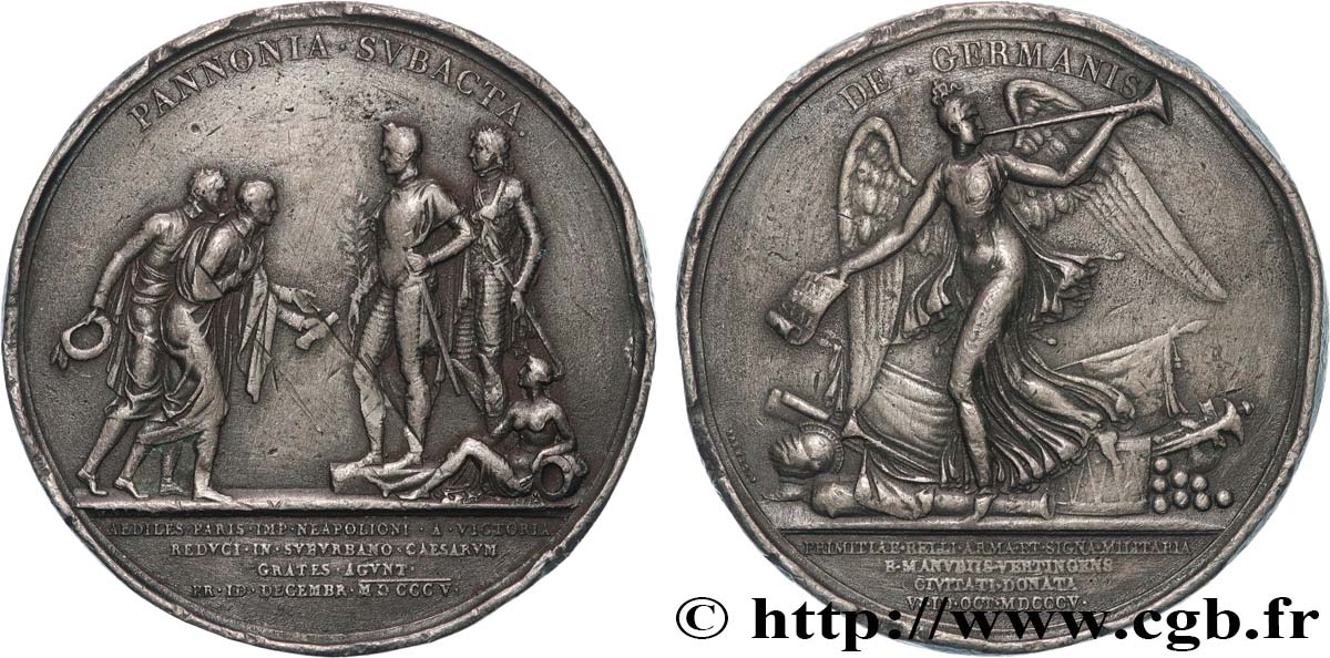 PREMIER EMPIRE / FIRST FRENCH EMPIRE Médaille, Députation des maires de Paris à Schoenbrunn - Victoire de Wertingen VF