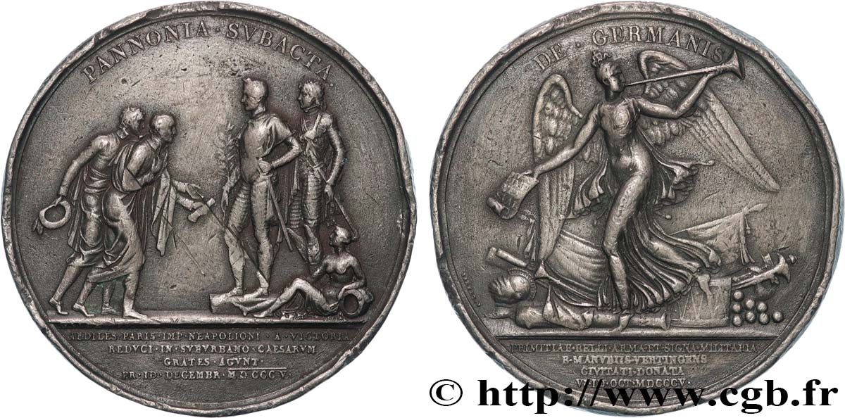 PREMIER EMPIRE Médaille, Députation des maires de Paris à Schoenbrunn - Victoire de Wertingen TB