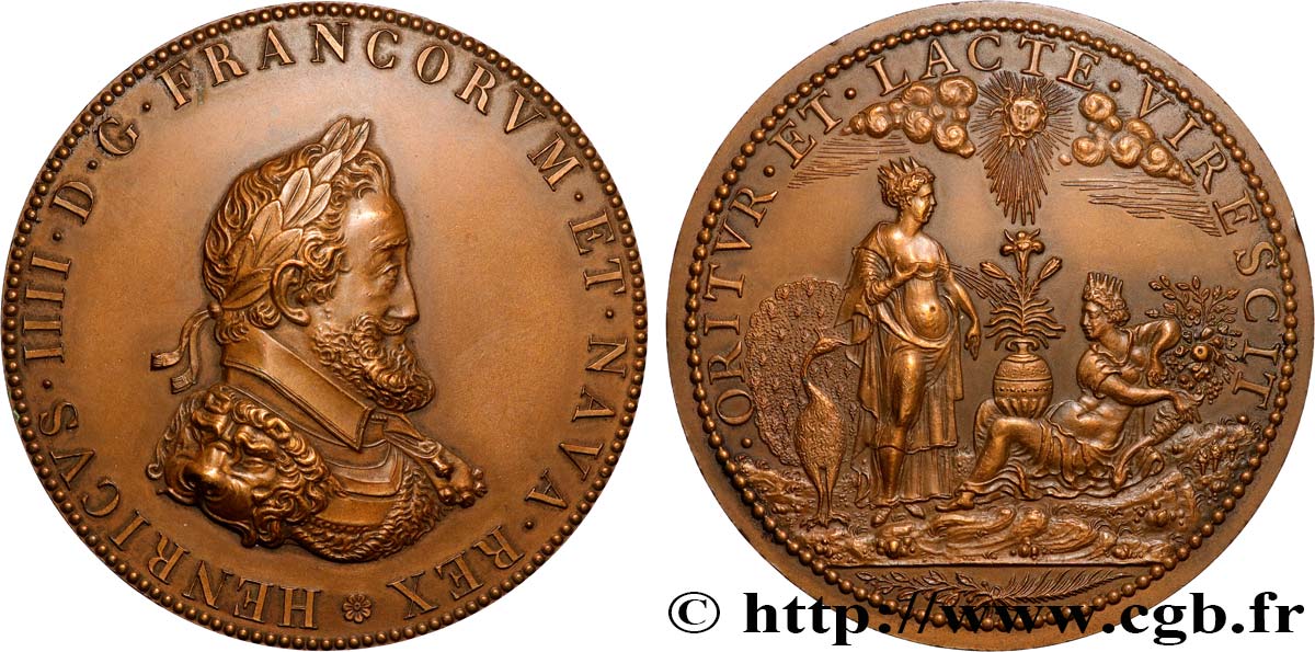 HENRI IV LE GRAND Médaille, Junon et la Fortune, refrappe TTB+