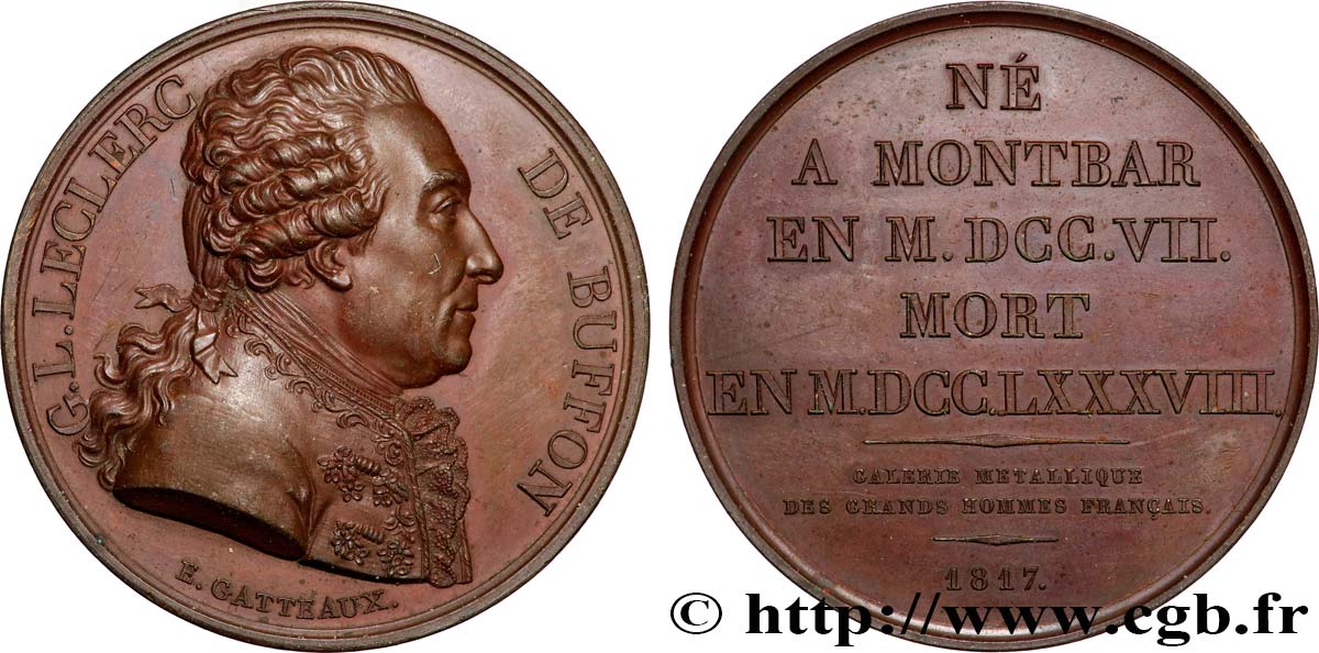 GALERIE MÉTALLIQUE DES GRANDS HOMMES FRANÇAIS Médaille, Georges-Louis Leclerc de Buffon TTB+