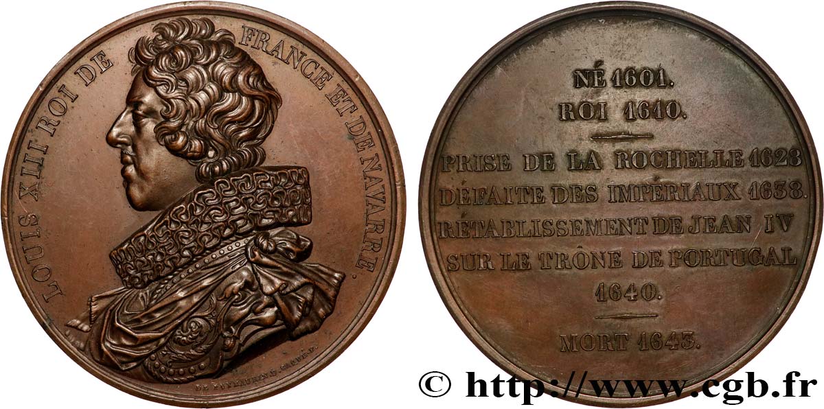 LOUIS-PHILIPPE Ier Médaille, Roi Louis XIII TTB+