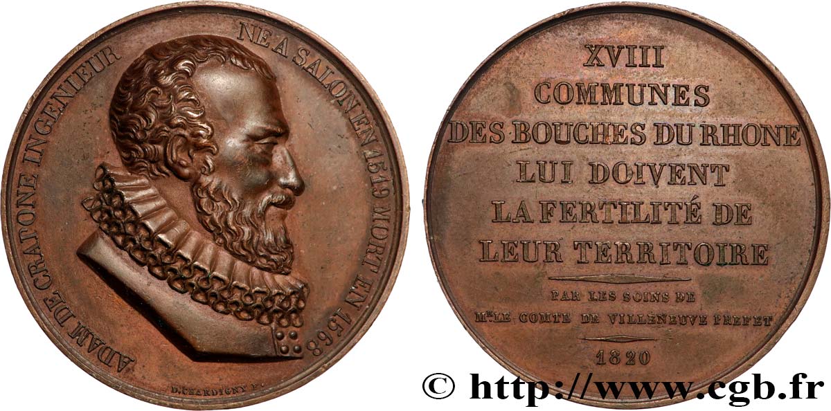 LOUIS XVIII Médaille, Adam de Craponne TTB+