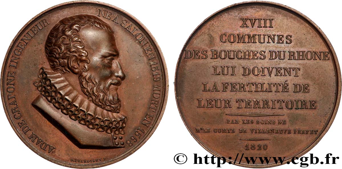 LUDWIG XVIII Médaille, Adam de Craponne fVZ