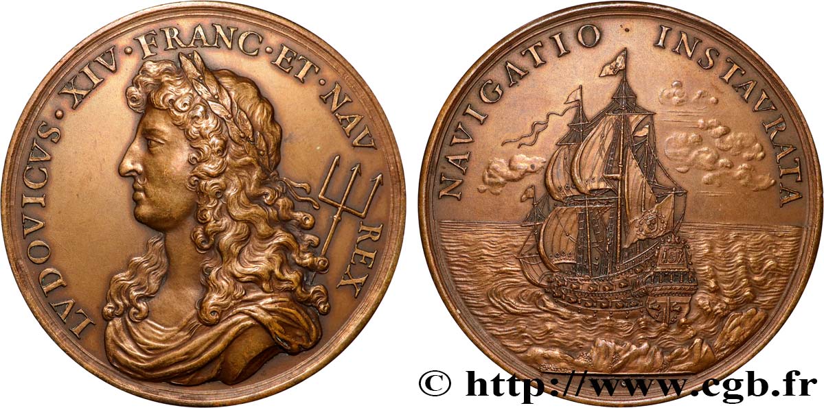 LOUIS XIV  THE SUN KING  Médaille, Rétablissement de la navigation, refrappe fVZ