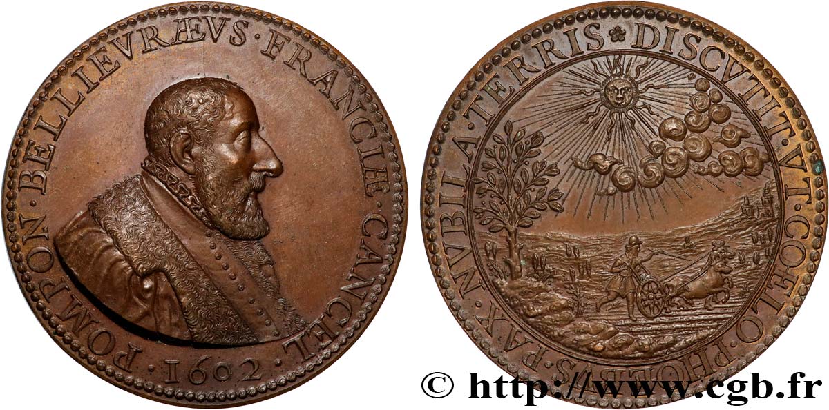 HENRI IV LE GRAND Médaille, Pomponne de Bellièvre, chancelier de France, frappe postérieure SUP