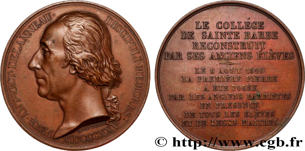 LOUIS-PHILIPPE Ier Médaille, Victor Delanneau, Pose de la première pierre du collège Sainte Barbe TTB+