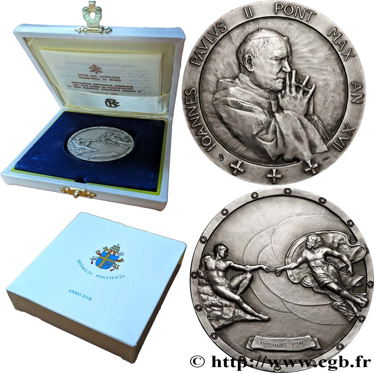 VATICAN AND PAPAL STATES Médaille, 17e année de pontificat de Jean-Paul II, Evangelium Vitae AU
